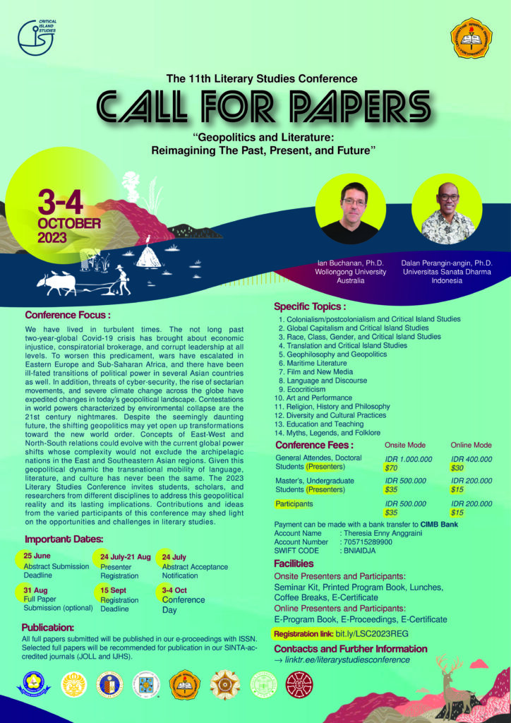 Literary Studies Conference's call for papers posters containing the details of the conference.