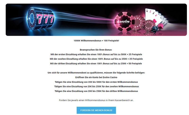 Evolve casino promotion à France